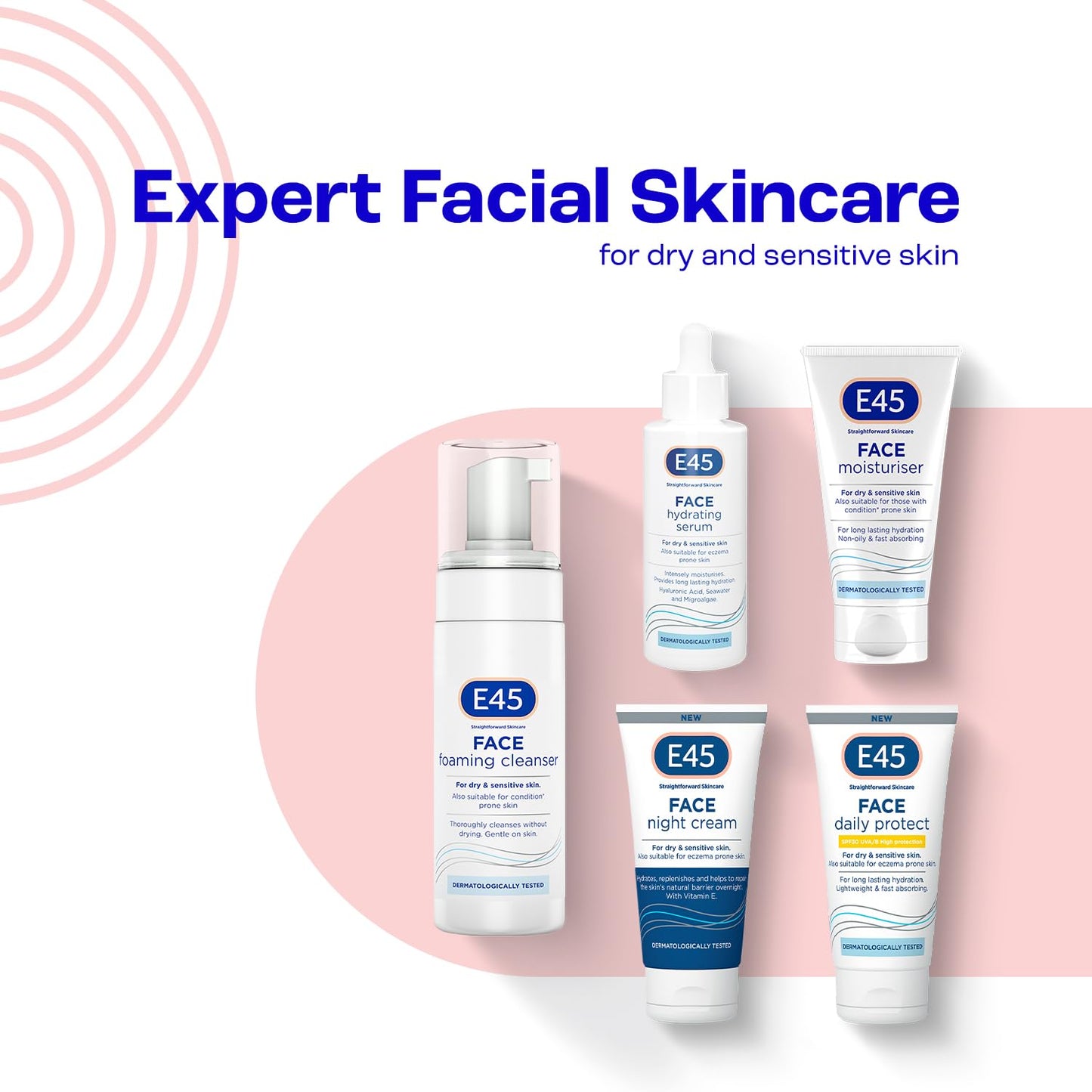 – Face Cream for Long-Lasting Moisturisation – E45 Cream for Dry and Sensitive Skin – Dermatitis and Eczema Cream – Fast-Absorbing and Non-Greasy Formula - Dermatologically Tested