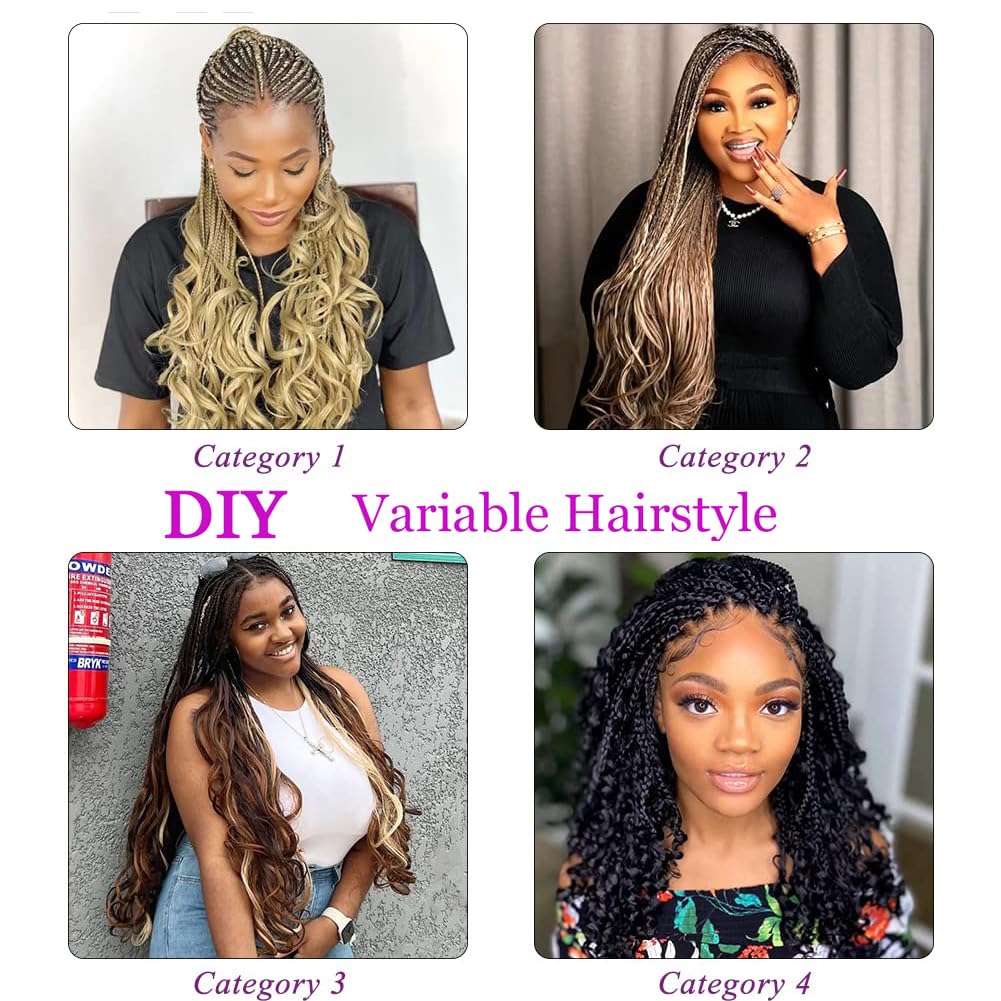 Lanseek French Curly Braiding Hair 24 Inch 8 Packs Pre Stretched French Curl Braiding Hair for Black Women 75g/pcs Loose Wave Braiding Hair Extensions (24 Inch (Pack of 8), 27/613)