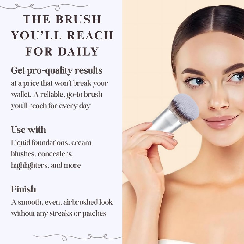 Contoured Makeup Brush - Foundation Blender Brush for Powder, Cream, Contour, Bronzer, Blush Blending & Highlighter - Professional Make Up Brush - Full Face Makeup Brush - Vegan & Cruelty Free