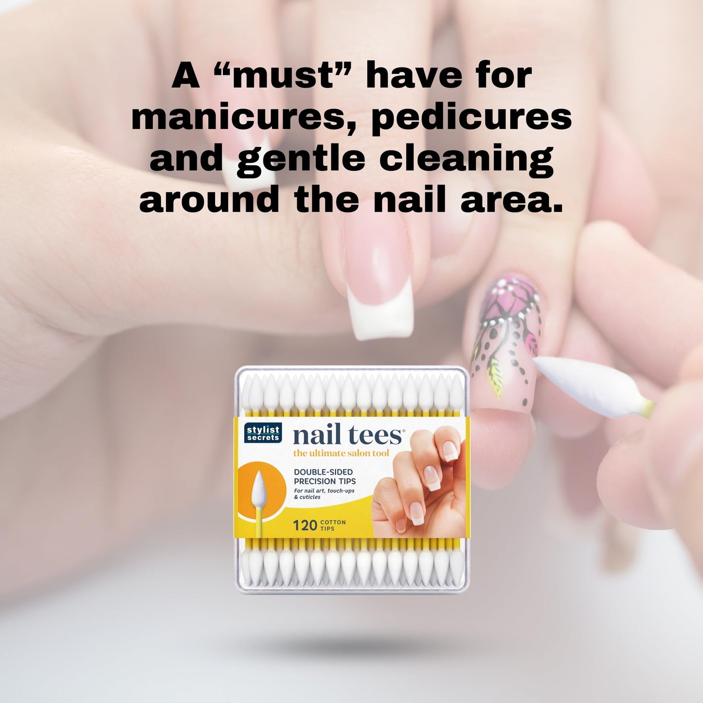 Fran Wilson NAIL TEES COTTON TIPS 120 Count (6 PACK) - The Ultimate Nail Tool, Multi-Purpose Double-sided Swabs with Pointed Ends for Precise Touch-ups and the Perfect At-Home Manicure & Pedicure