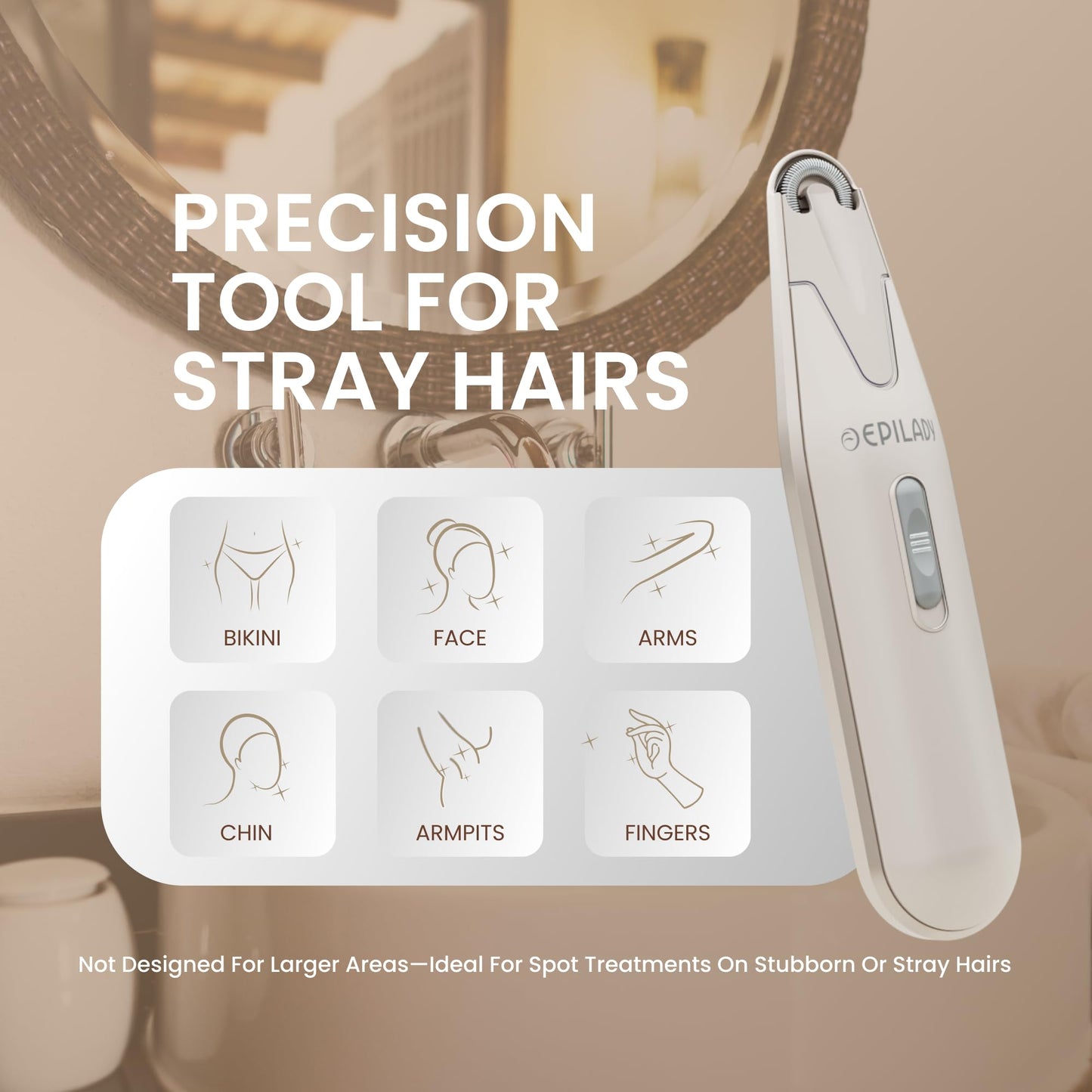 Epilady Esthetic Pearl Cordless Facial Epilator for Women, Compact Face Hair Removal Device, Precision Coil Tweezer System, Battery Powered, Includes Cleaning Brush, Trimming Guide, and Travel Pouch