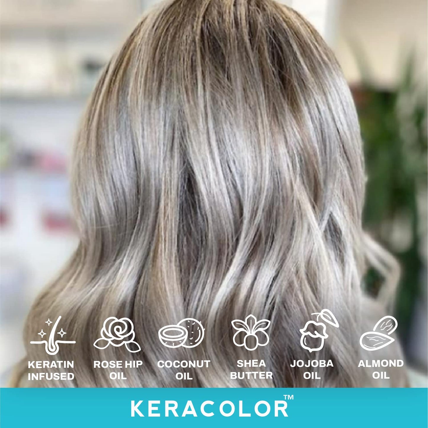 KERACOLOR Kit of 3-in-1 (Cleanse + Conditioner + Color) Platium Semi-Permanent Hair Dye and Finishing Hair Spray 10oz