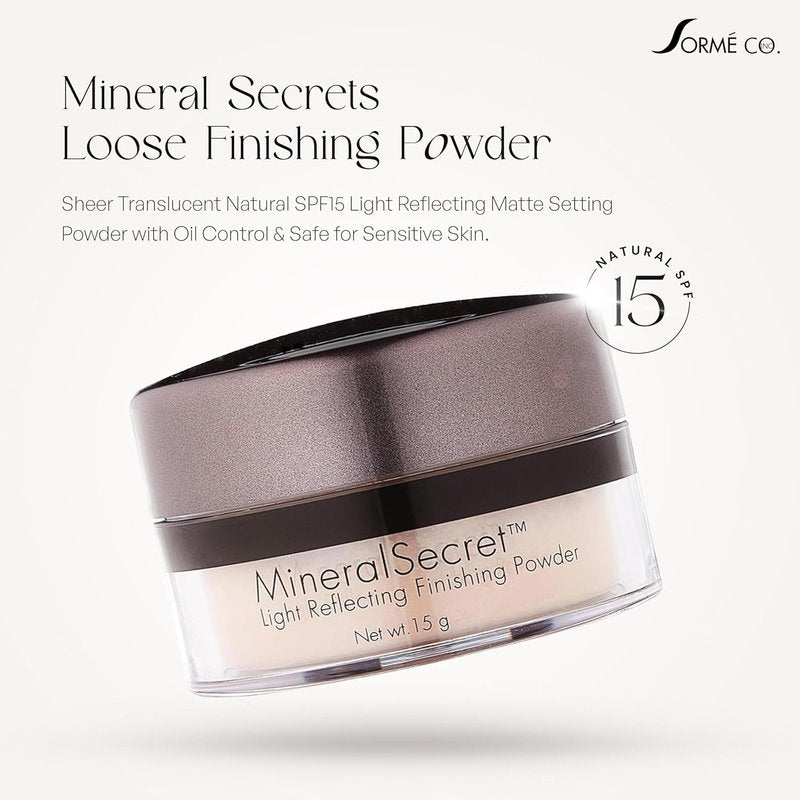 Sorme Treatment Cosmetics Mineral Secret Light Reflecting Powder 0.5oz | Hypoallergenic Matte Setting Powder Make-up with Oil-Control | Micronized Mineral Make Up Powder in Citron | SPF15 Loose Powder