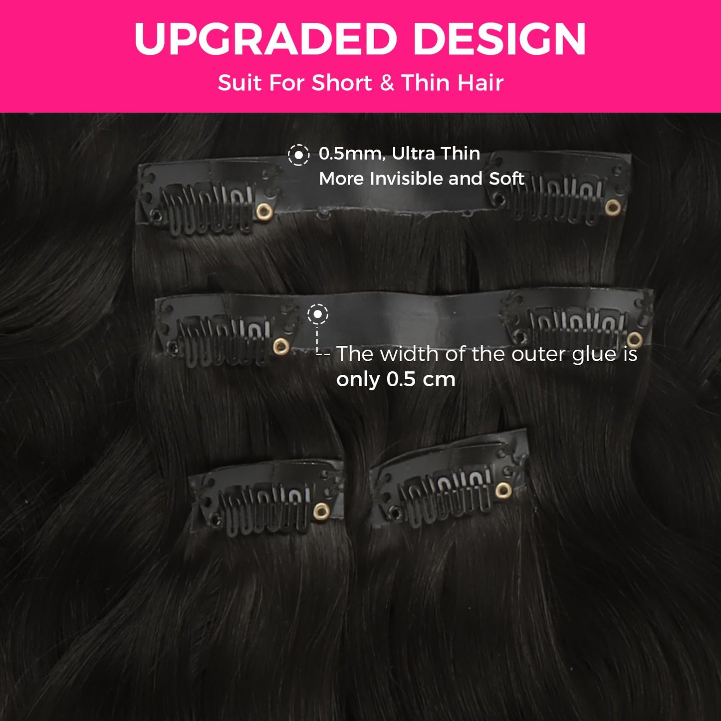Lashey Seamless Clip in Hair Extensions Remy Human Hair Extensions, 110g 7pcs Body Wave Natural Black Clip in Hair Extensions Real Soft Human Hair Natural Black Human Hair Extensions 14 Inch
