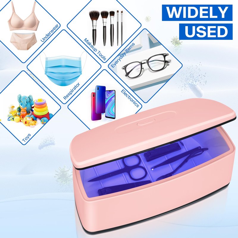 Nail Tools Sterilizer, Double Tube Blue Light Cleaning Function, USB Plug-In, 1l Large Capacity For Nail And Beauty Salon Tools, Jewellery, Glasses, Mobile Phone Sterilizer (Pink)