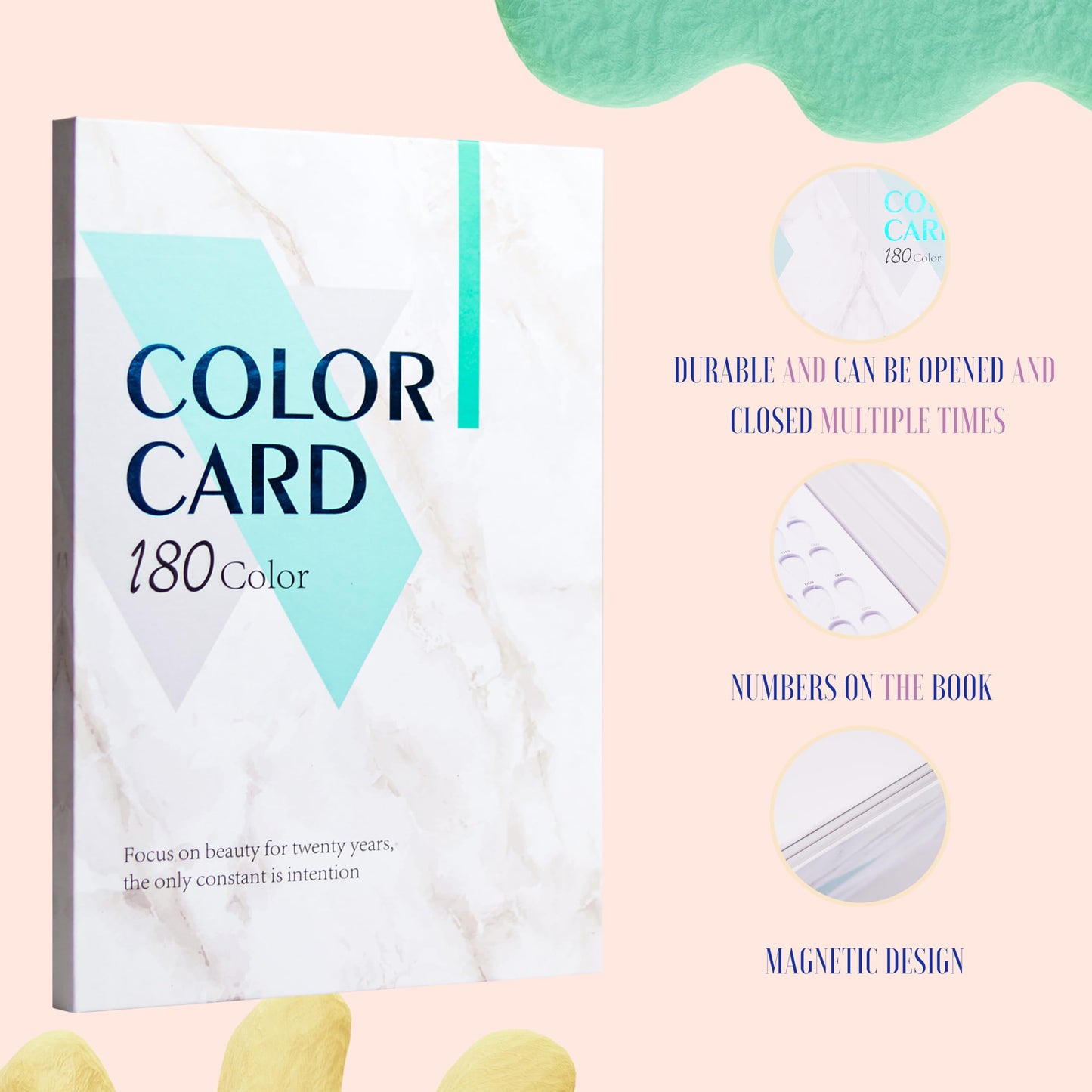 Acycoin2A 180 Nail Color Display Book Chart with 240 Nail Tips (A Style)