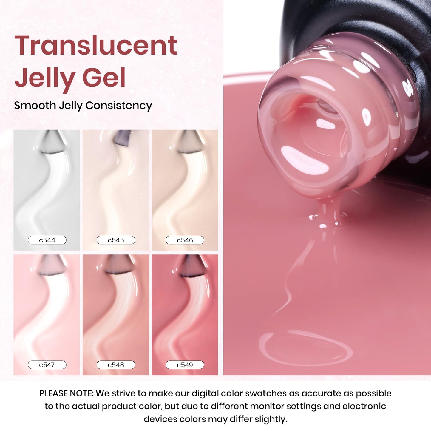 Beetles Jelly Gel Nail Polish Set 6 Colors with Uv Nail Lamp for Gel Nails Mini LED Nail Light with Clamp for Manicure Dryer Curing Lamp Salon DIY at Home