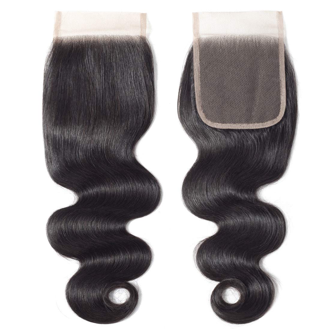 DMS Body Wave Human Hair Lace Closure 4x4 Free Part Swiss Lace Closure 12A Brazilian Virgin Hair Top (14 Inch)