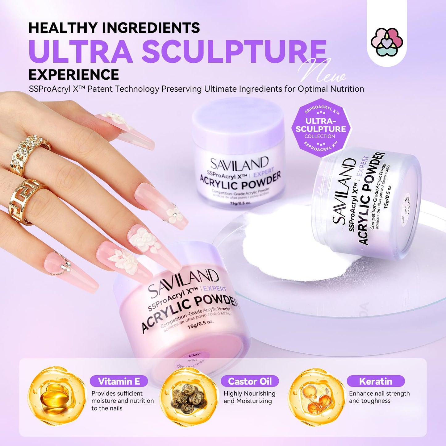 Saviland Acrylic Nail Kit with Drill and U V Light – Clear White Pink Acrylic Powder Black Red White Gel Nail Polish Nail Tools for Nail Art Gel Nails DIY