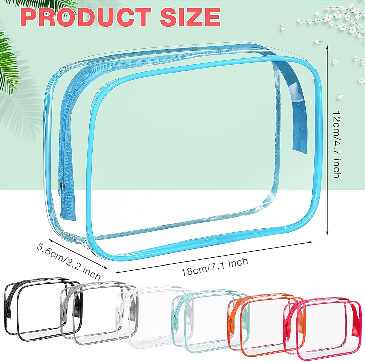 Reginary Clear Cosmetic Bag Set - 16 Pack Transparent Toiletry Pouches | Waterproof PVC Organizer for Travel & Home, 8 Colors