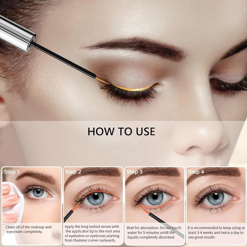 Lash Serum for Eyelash Growth: Premium Eyelash Growth Serum with Advanced Formula to Boost Longer Fuller and Thicker Lashes and Eyebrows - Gentle & Vegan for Sensitive Eyes(8ML)
