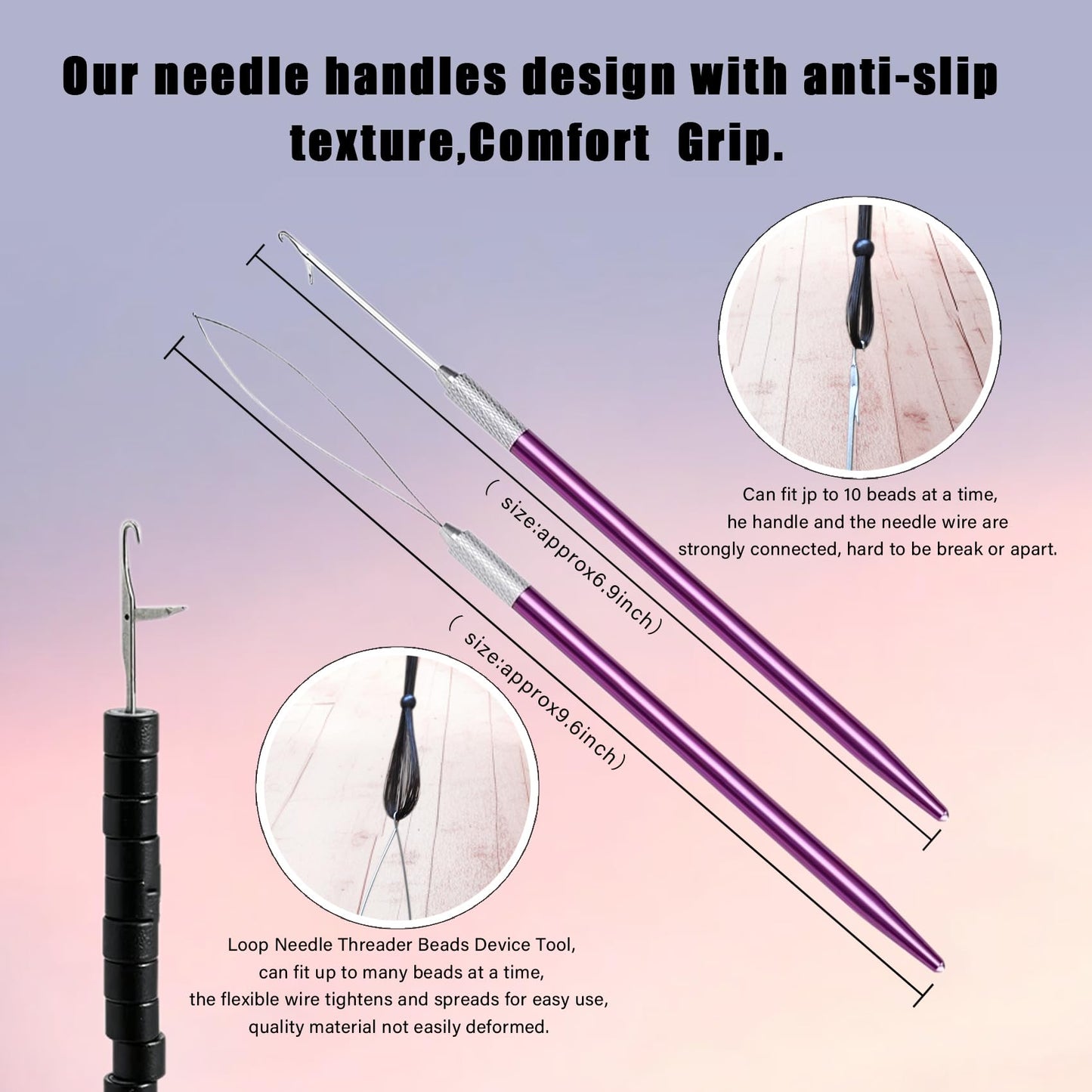 ColorYoung Hair Extension Beading Tool Kit - Micro & Pre-Bonded Hair Extension Bead Closer & Remover - Rainbow