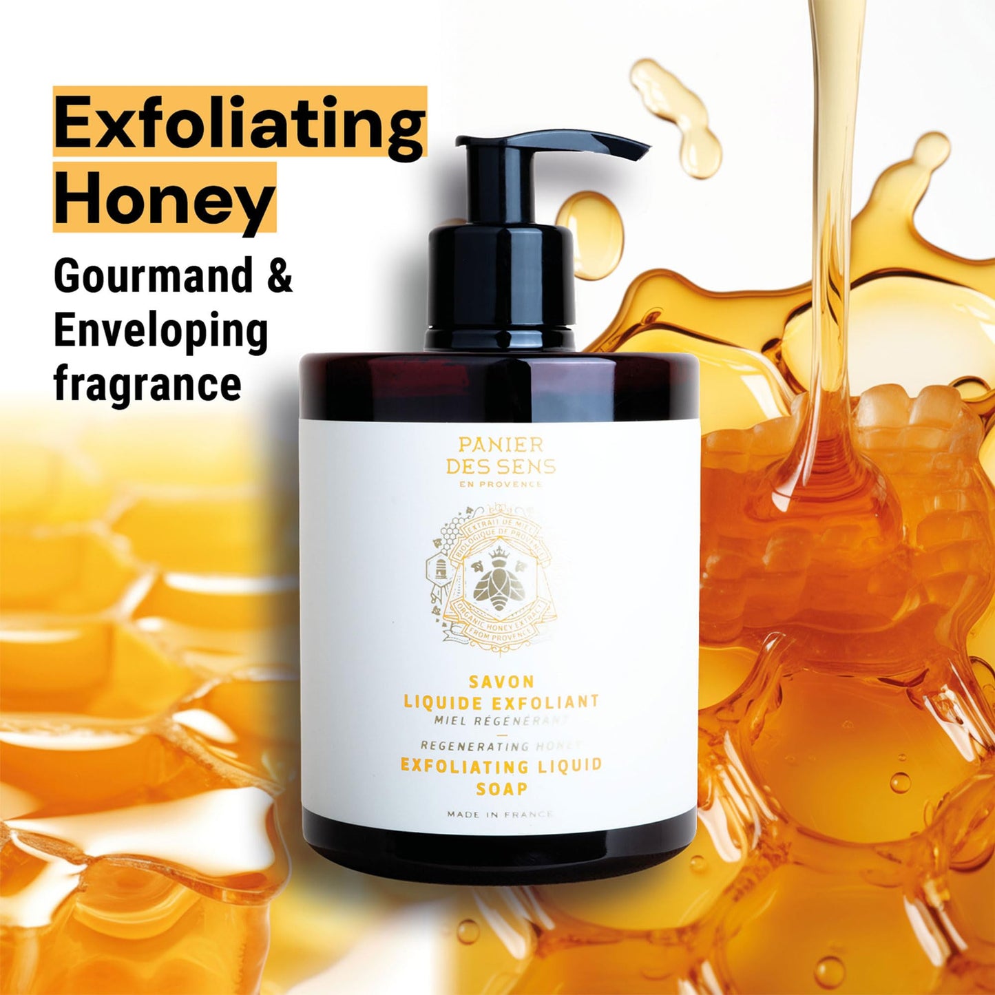 Panier des Sens Honey Hand Soap & Hand Cream Set, 16.9 + 2.5 fl oz