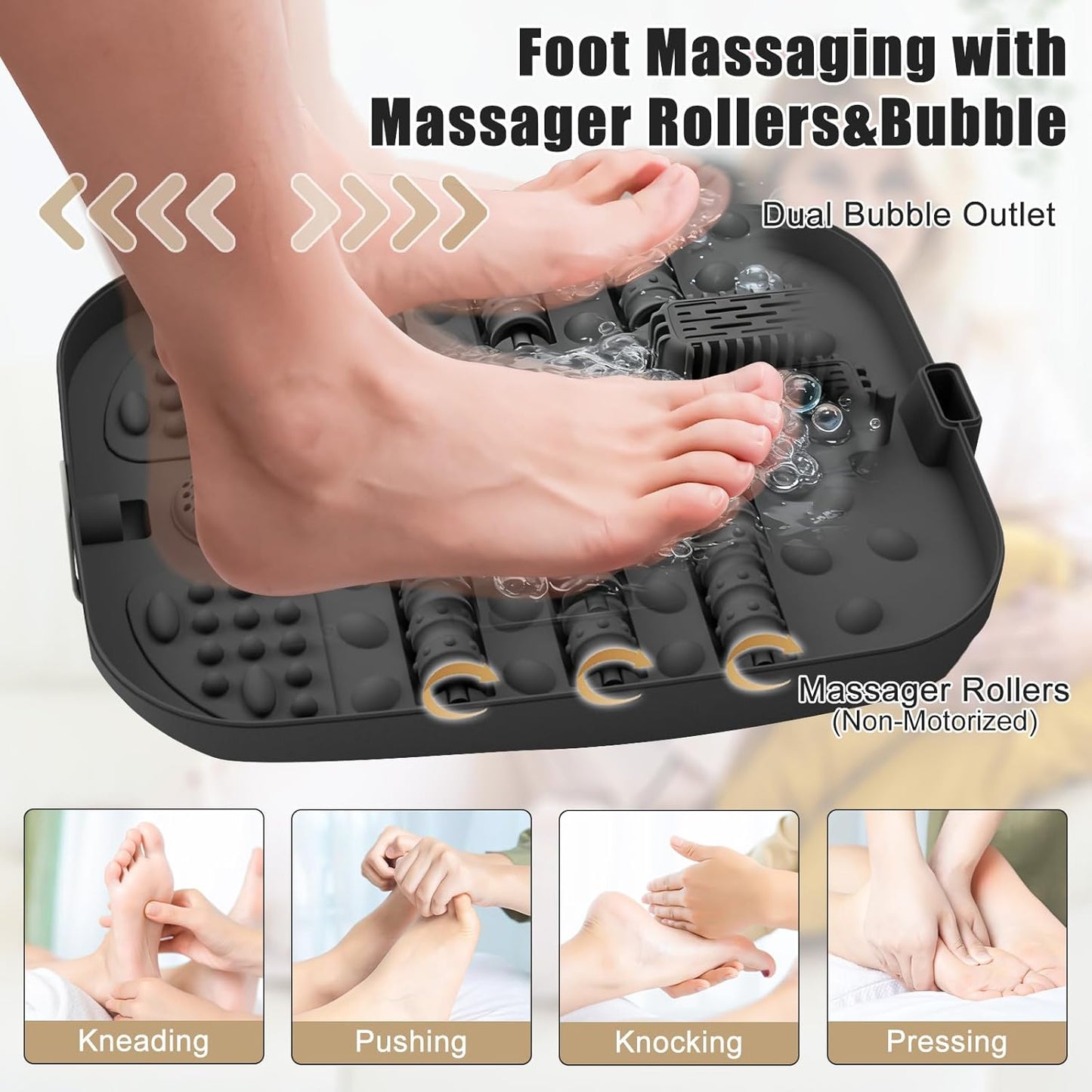 Foot Spa Bath Massager - Heated Bubble Massage with Remote Control | Touchscreen & Pumice Stone for Ultimate Relaxation