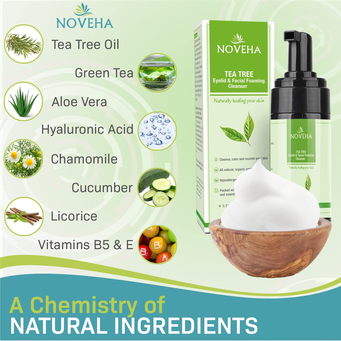 Tea Tree Oil Foaming Cleanser - Therapeutic Daily Skincare for Eyelash & Lid Health | 2-Pack, Organic Ingredients, All Skin Types