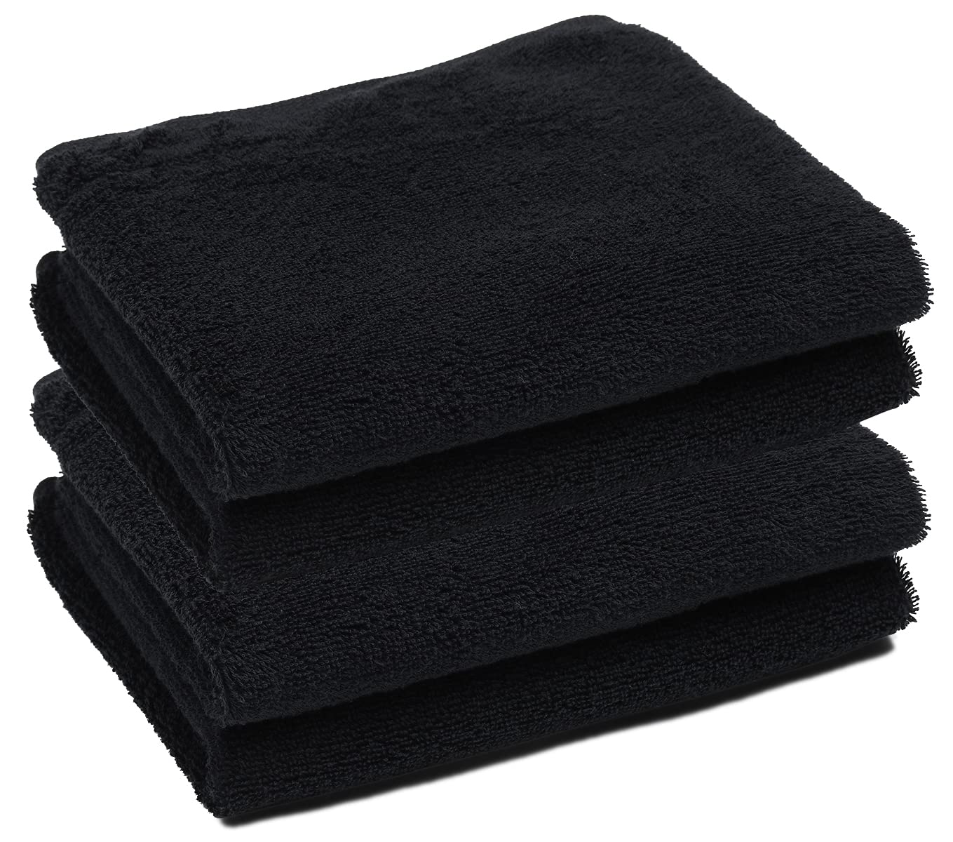 PERFEHAIR Black Hand Towels (4-Pack, 16 X 27 Inches)-Barber Hand Cotton Towel for Gym, Bathroom, Hair Salon, Soft & Absorbent
