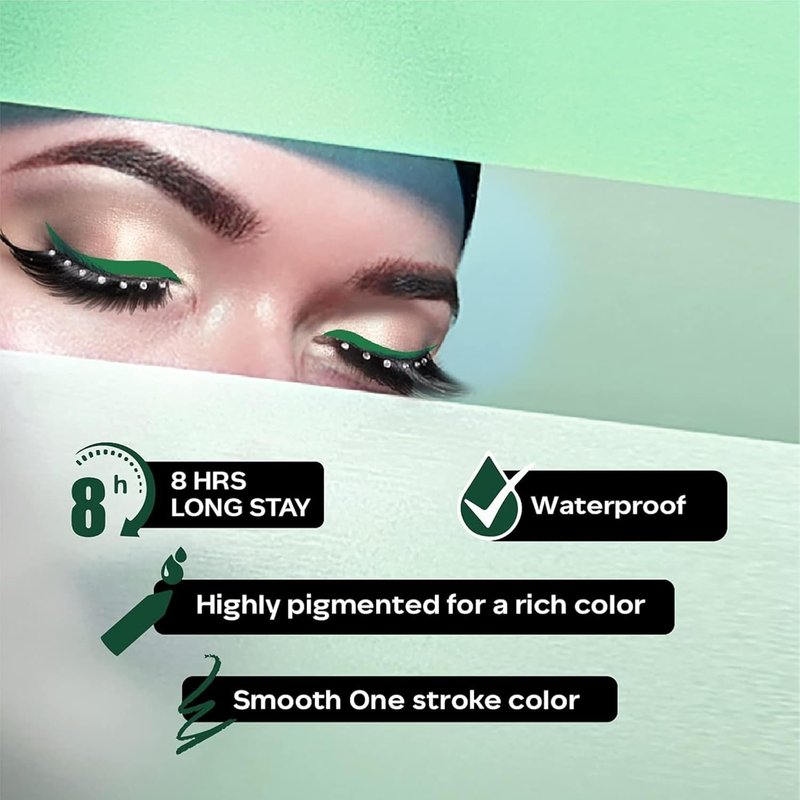 Longwear Eye Pencil - Waterproof & Smudge Proof | 5 Bright Shades Including Forest Green, 0.04 Oz