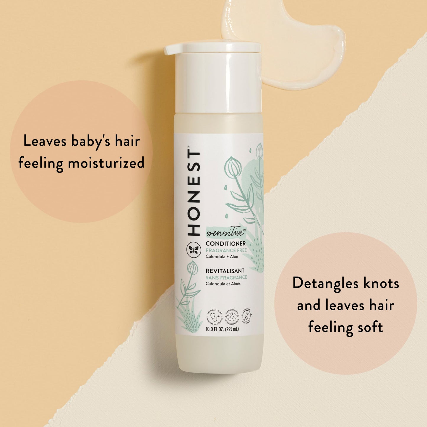 The Honest Company Fragrance Free Bundle for Sensitive Skin | 2-in-1 Cleansing Shampoo + Body Wash and Silicone Free Conditioner | Naturally Derived, Tear free, Hypoallergenic | 20 fl oz