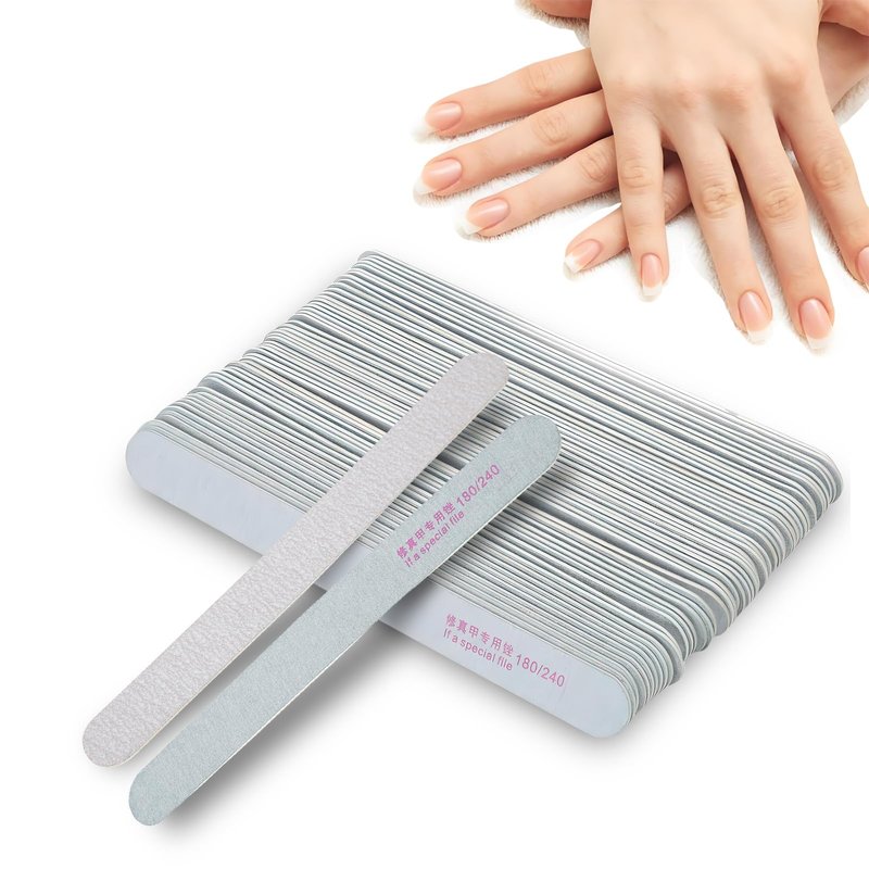 50Pcs Nail Files - 180/240 Grit Nail Art Buffering Files Double Sided Fingernail Files Professional Emery Boards Nail Care Files Manicure Pedicure Tools for Acrylic Artificial