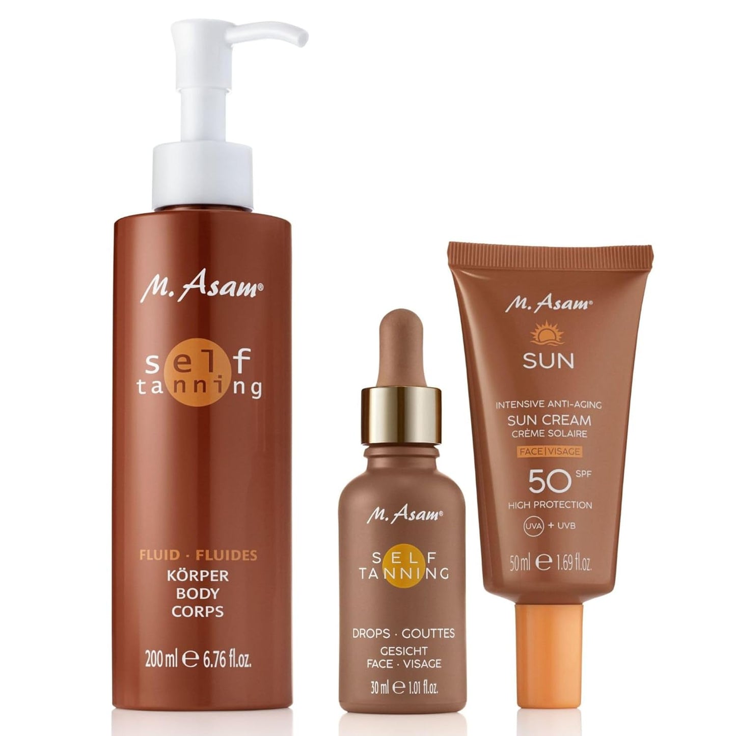 M. Asam Self Tanning Fluid - Natural-Looking Body Self-Tanner | 6.76 Fl Oz, Moisturizing Formula for Long-Lasting Tan