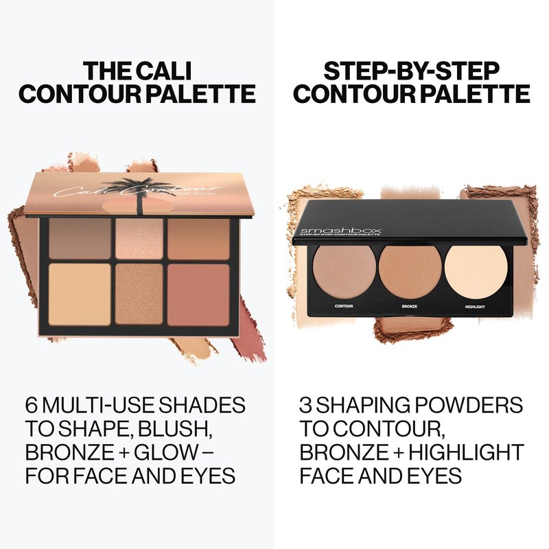 Smashbox The Cali Contour Palette | Six-Shade Contour Kit with Highlighter, Bronzer and Blush to add Dimension + Glow, 0.69 Ounce, Light to Medium