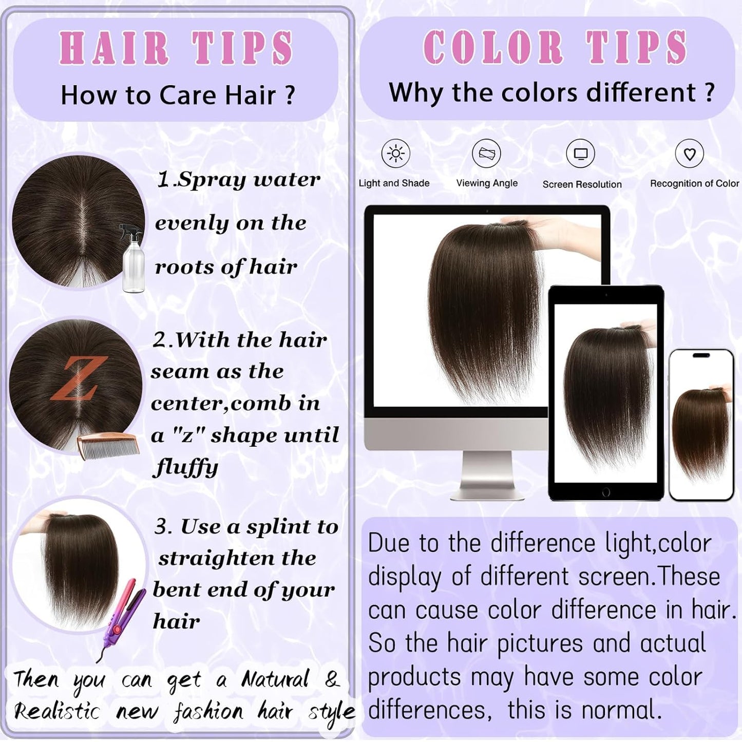 LEDIZE Hair Toppers for Women Real Human Hair, 360° Cover Middle Part Human Hair Toppers for Women with Thinning Realistic Scalp Line Upgrade Basement Toppers Hair Pieces Light Brown, Side Bangs