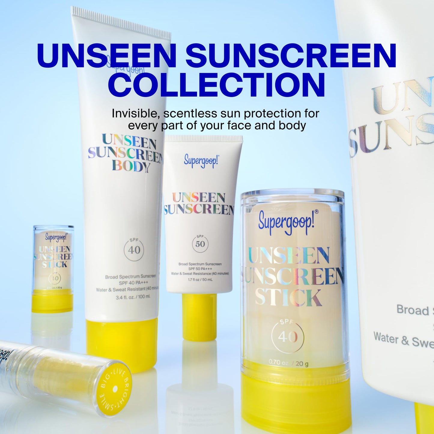 Supergoop! Unseen Sunscreen Body SPF 40 - Clear & Invisible Sun Protection - 3.4 fl oz - Weightless & Scentless - Water & Sweat Resistant - For All Skin Types
