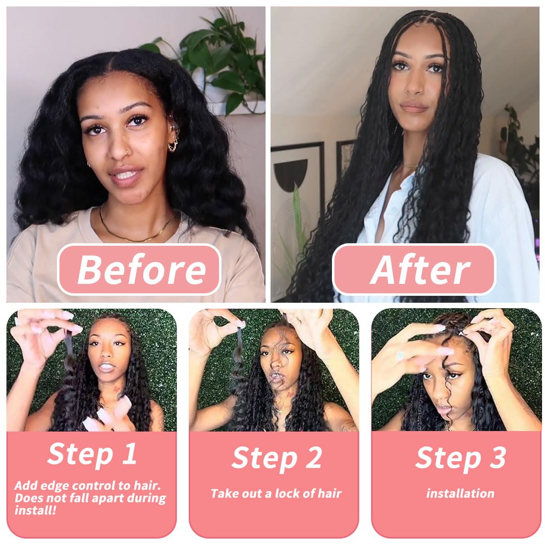 Human Braiding Hair for Boho Braids 12A Deep Water Wave Bulk Human Hair for Braiding No Weft Wet and Wavy Curly Human Hair Extensions (1B-Natural Black-Deep, 110g-22 Inch)