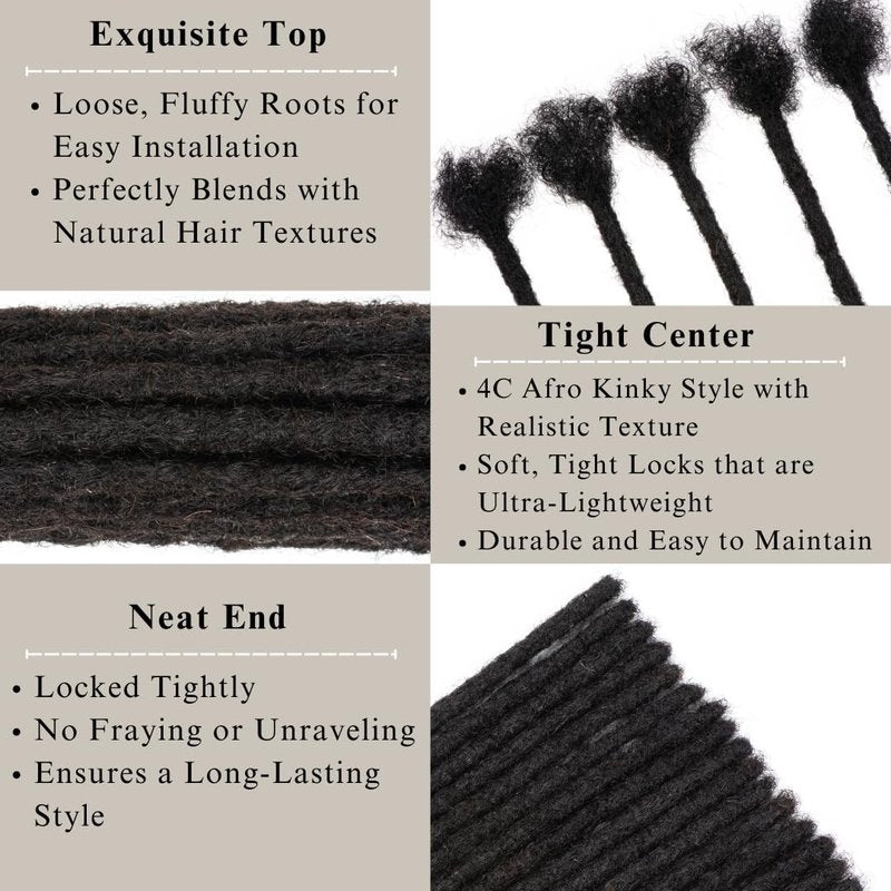 LinkMai 0.2-0.8cm Locs 8-18 I nch 20 Strands 100% Real Human Hair Dreadlock Extensions for Man/Women Permanent Loc Extensions Bundles Can Be Dyed Bleached Curled & Twisted (0.8CM, 1B, 8 INCH)