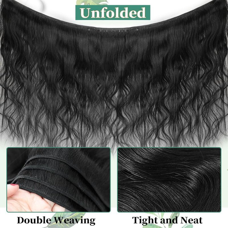 Body Wave Bundles Human Hair 18 Inch 14A Human Hair Bundles Real 100% Raw Unprocessed Brazilian Virgin Sew in Quick Weave Natural Black Deals Thick Hair Extensions
