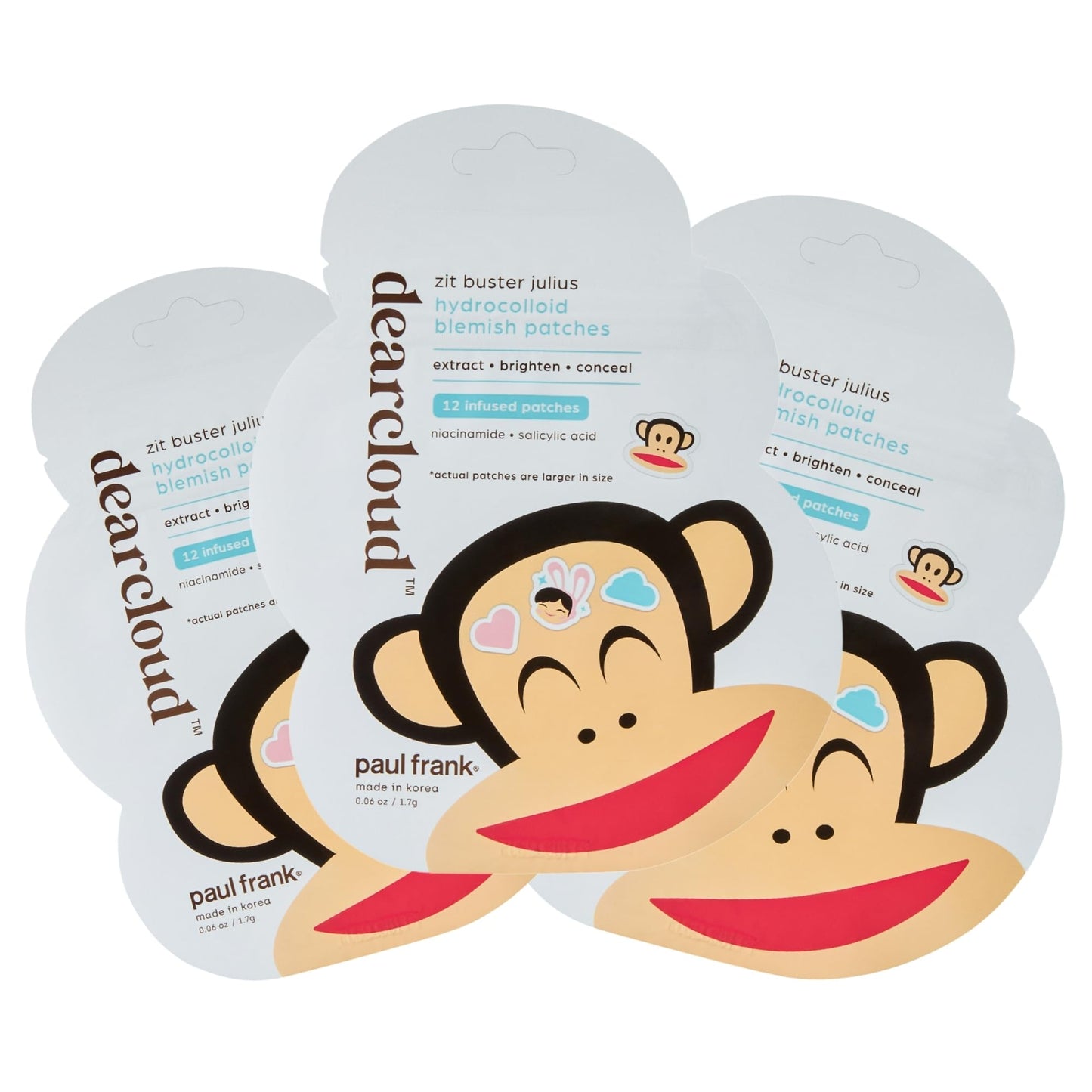 dearcloud Paul Frank Hydrocolloid Blemish Patches - 36 Count - Pimple Patches for Face, Acne Spot Treatment With Niacinamide & Salicylic Acid (Zit Buster Julius)