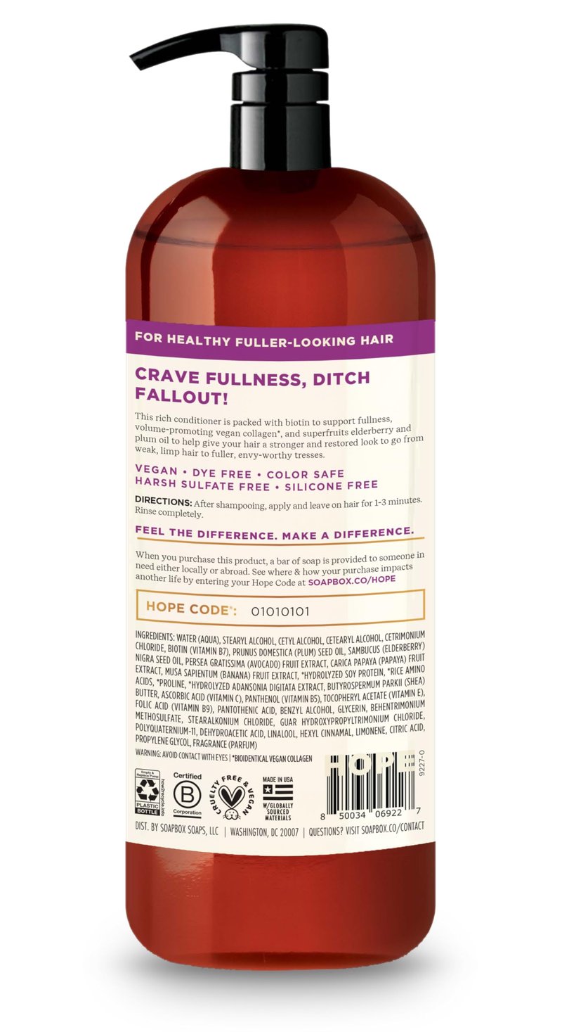 Soapbox Biotin & Super Fruit Shampoo & Conditioner Set, Leaves Hair Volumized & Strengthened - Clean Ingredients Free of Harsh Chemicals, Sulfates, Parabens & Silicones - 1 Liter Each