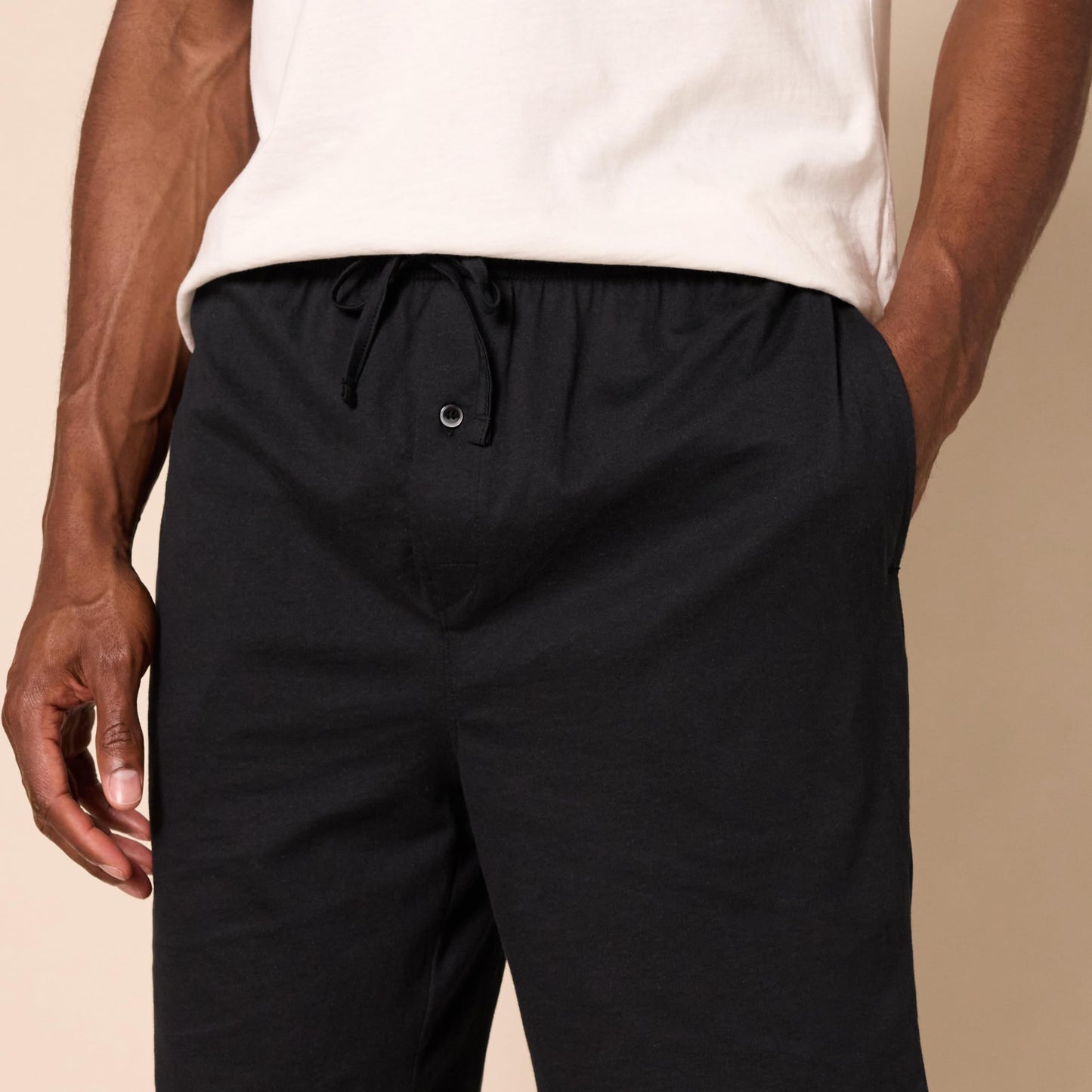 Amazon Essentials Men's 9" Knit Pajama Shorts with Drawstring, Elastic Waistband (Available in Big & Tall), Black, Medium