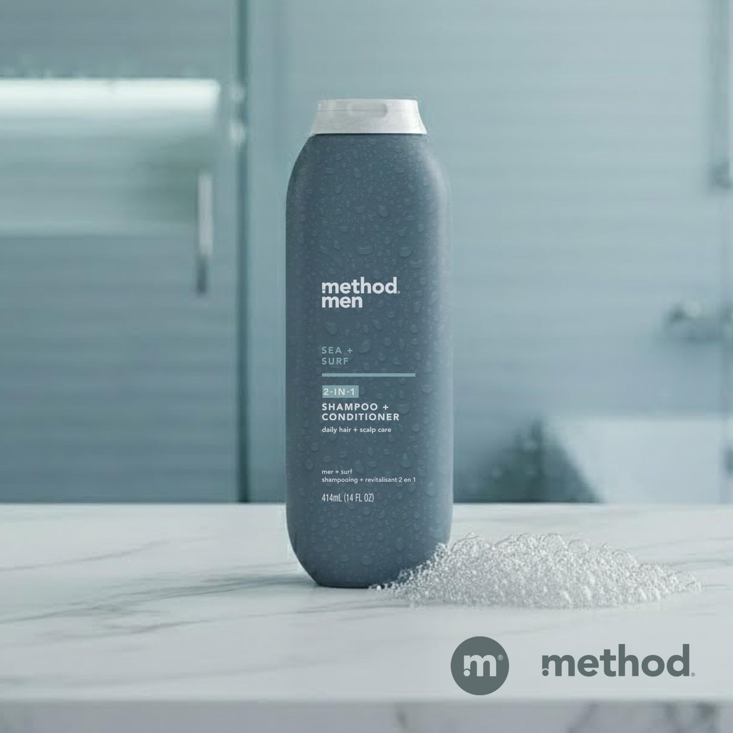 Method Men 2-in-1 Shampoo and Conditioner, Sea + Surf - Cleans and Conditions with Argan and Jojoba Oil - Made without Parabens - 14 oz, Pack of 3