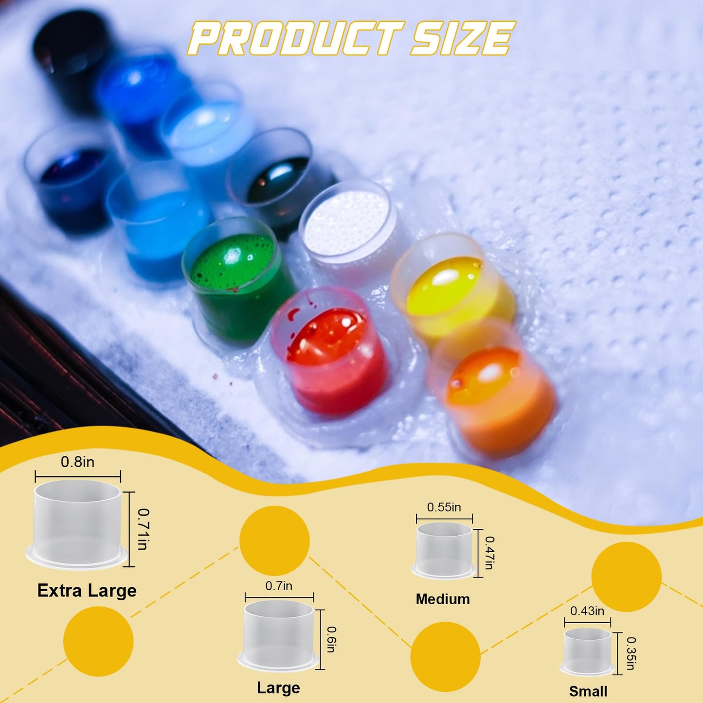 Narkysus 1000Pcs Large Tattoo Ink Caps with Base #17mm Disposable Tattoo Ink Cups Plastic Tattoo Cups for Pigment Self Standing Design for Organized Workflow Tattoo Supplies for Artists & Studios