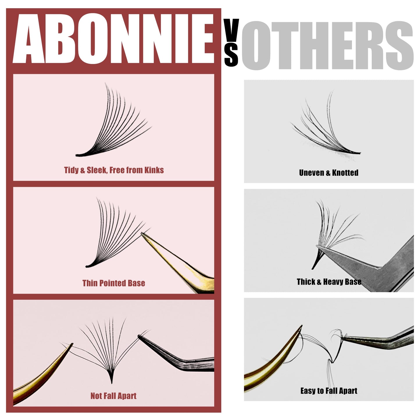 ABONNIE Premade Eyelash Extensions - 400 Fans, 12D 12mm, 0.05 Thickness D Curl, Volume Lash Fans with Pointy Base