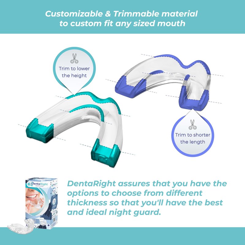 DentaRight Dental Mouthguard for Bruxism, Teeth Grinding and Clenching, Pack of 6 in 3 Different Sizes Moldable, Trimmable Premium Quality Dental Night Guard for Teeth Grinding and Stops Bruxism