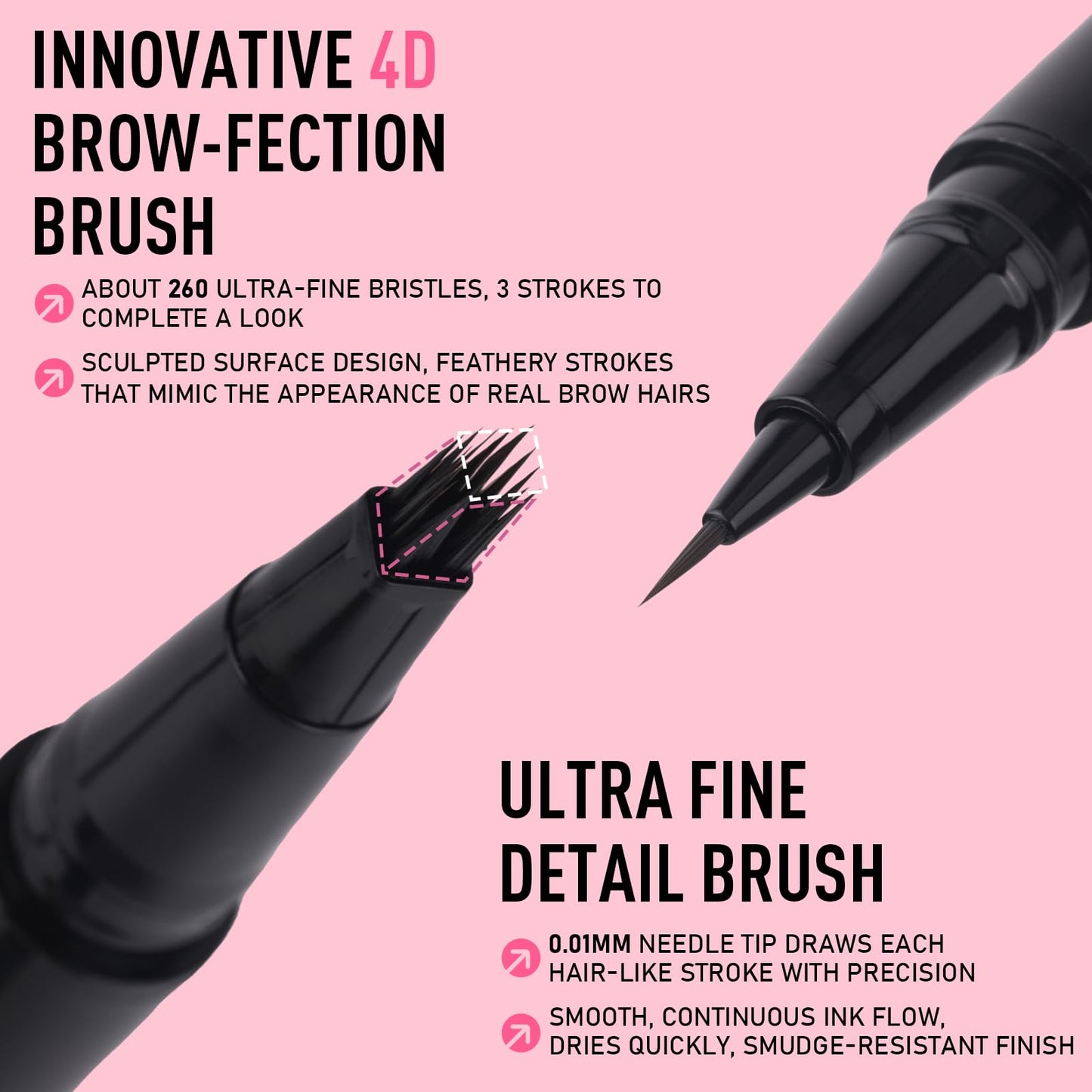 SUSIKEKI Dual Ended Microblading Eyebrow Pen - 2 in 1 Liquid Eyebrow Pencil with Brow-Fection Angled Brush & Precise Detail Brush-Tip, Shapes & Fills Natural Looking Brows, Lasts All-Day, Soft Black