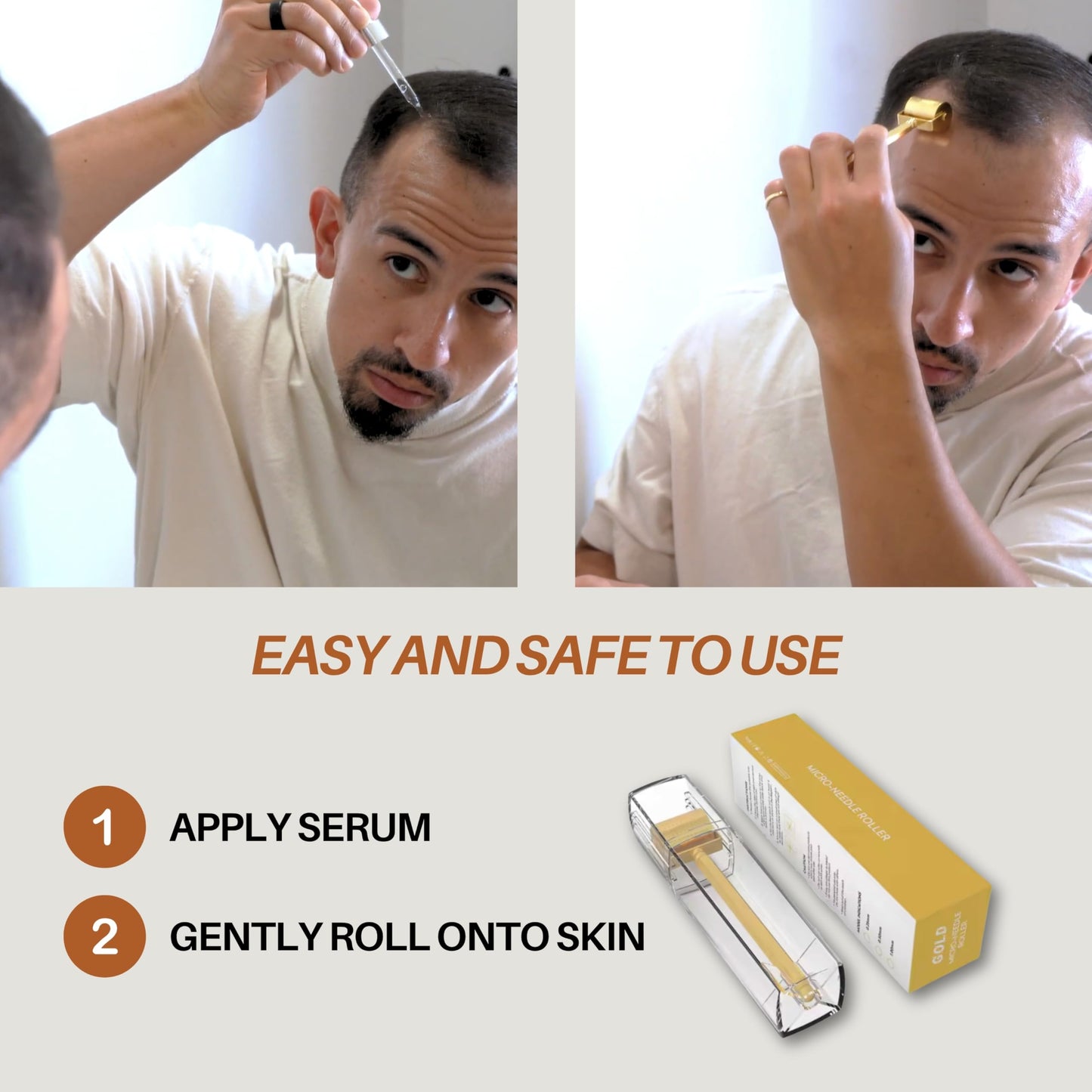 Luxury 24K Gold-Plated Derma Roller - Titatium Microneedle Cosmetic Beauty Tool for Face, Skin Care, Beard, and Home Self-Care - For Men & Women (0.25)