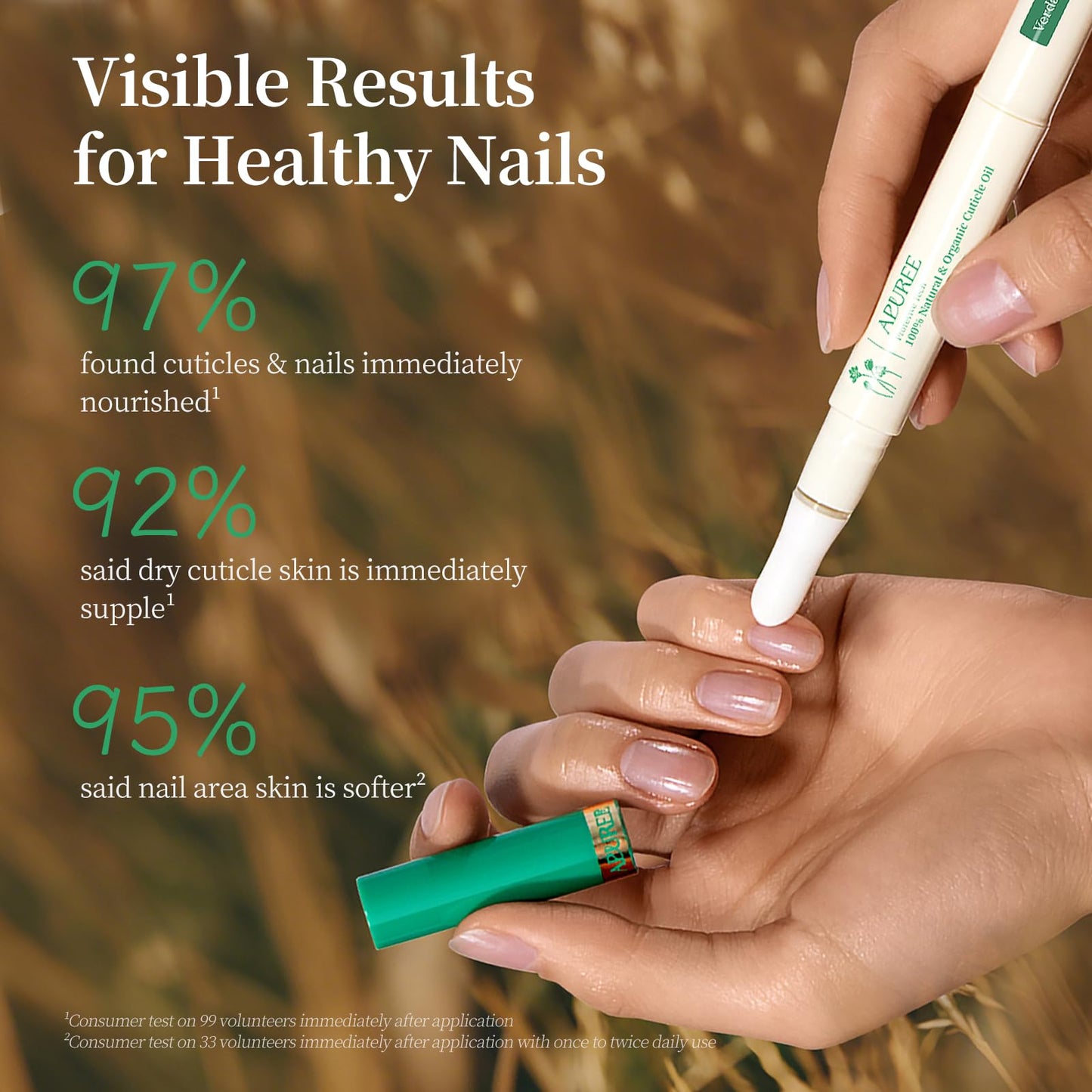 APUREE Organic Cuticle Oil Pen 6pcs| USDA Verified 100% Bio-Based Nail Strengthener & Growth Serum| Jojoba & Squalane Infused| Deep Moisture & Repair for Brittle, Thin, Peeling Nails & Dry Cuticles