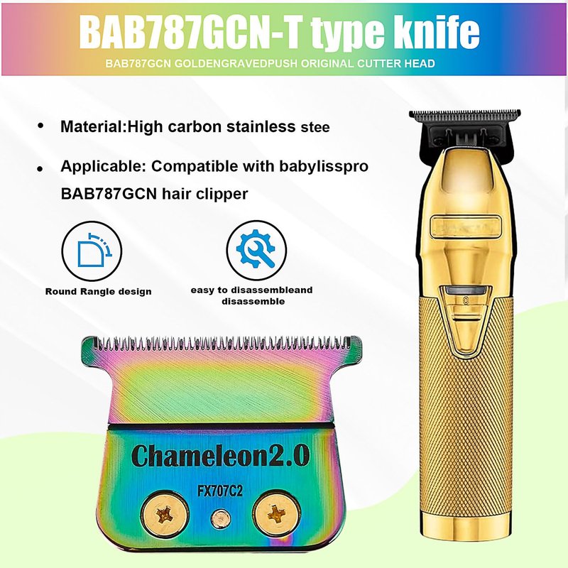 1Pc FX707Z DLC 2.0 compatible with BaByliss PRO PRO FX787 & FX726 Trimmer Trimmer Blade,DLC 2.0 Trimmer Blade compatible with BaByliss Replacement Trimmer Blades (Colorful)