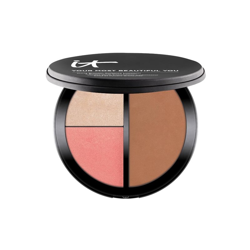IT Cosmetics 3-in-1 Makeup Palette | Matte Bronzer, Luminizer & Blush with Peptides
