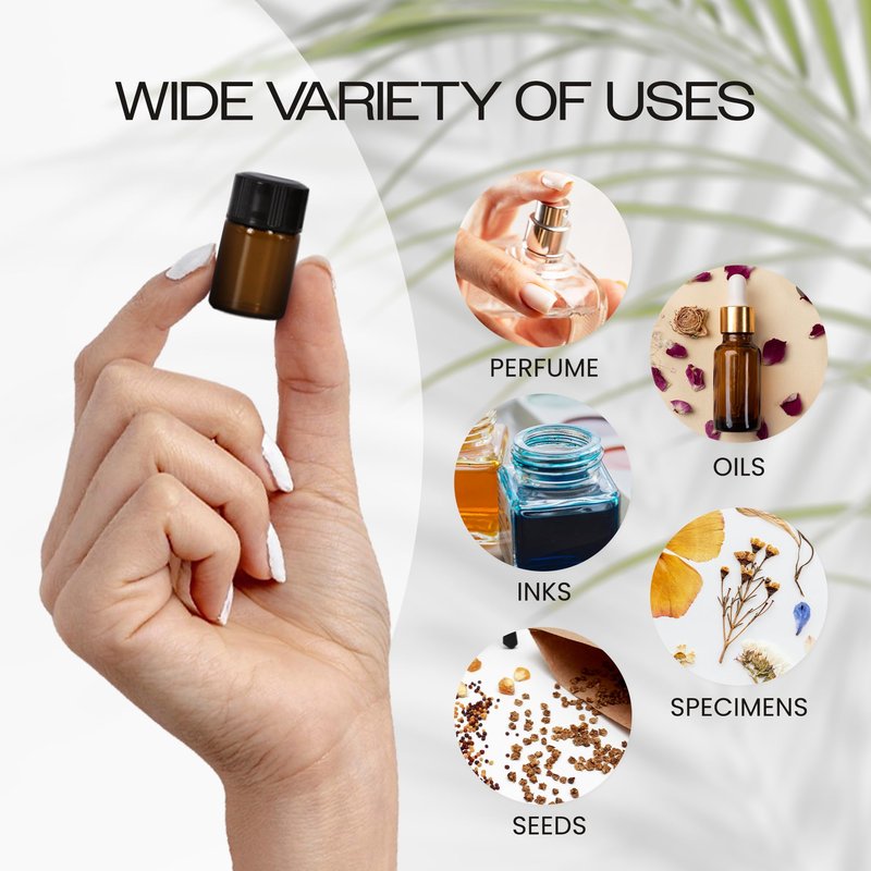 Beauticom 2ML Amber Glass Vial 144 Pieces with Orifice Reducer