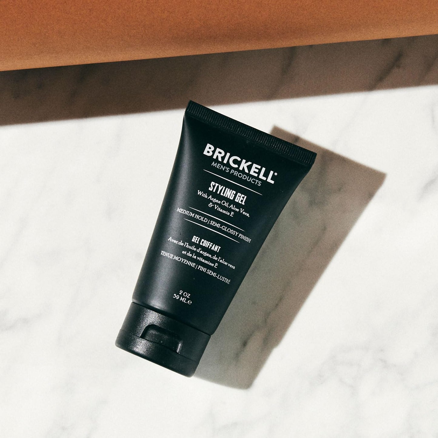 Brickell Men's Styling Hair Gel, Natural and Organic, All Day Hold for Glossy Style, 2 ounce, Naturally Scented