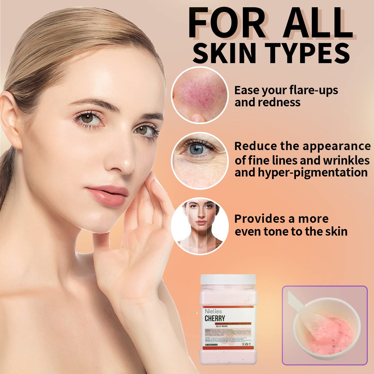 Nielies Cherry & Pure Himala Yan Jelly Mask, Jelly Mask for Facials Professionals, Jelly Face Mask, Vajacial mask