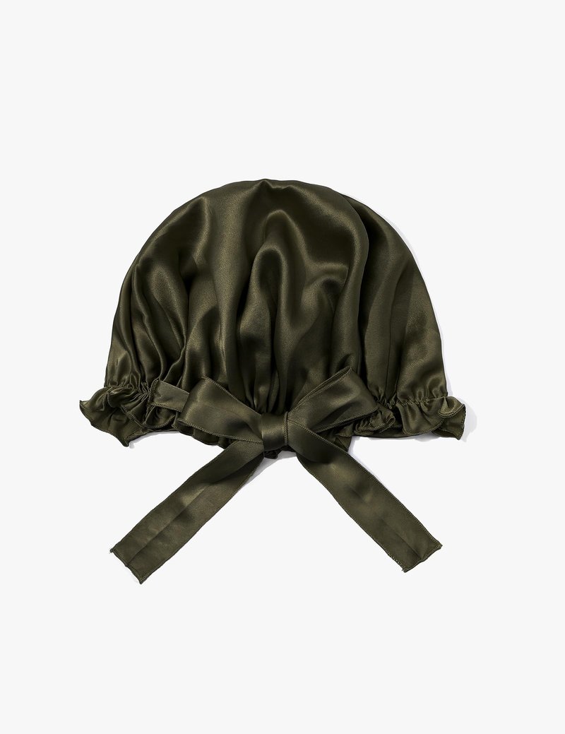 LilySilk Silk Bonnet for Sleeping Womens Sleep Cap 100% 19MM Mulberry Silk for Long Curly Hair Adjustable Stretchy Olive Green