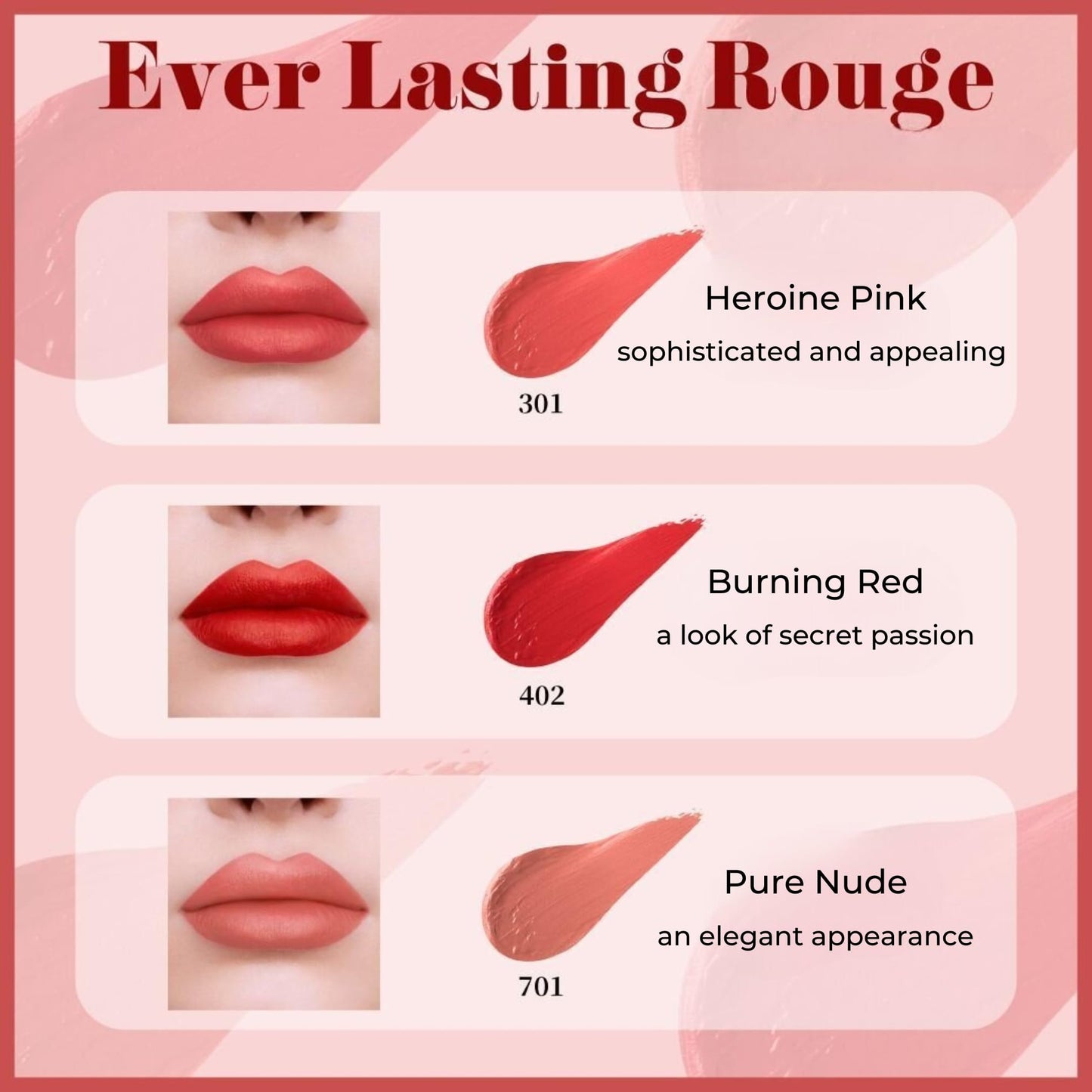 ANNA SUI Everlasting Rouge, Matte Finish Lipstick, Vibrant Color, No Smudging, Long-Lasting Wear, 402 Burning Red, 0.24 oz