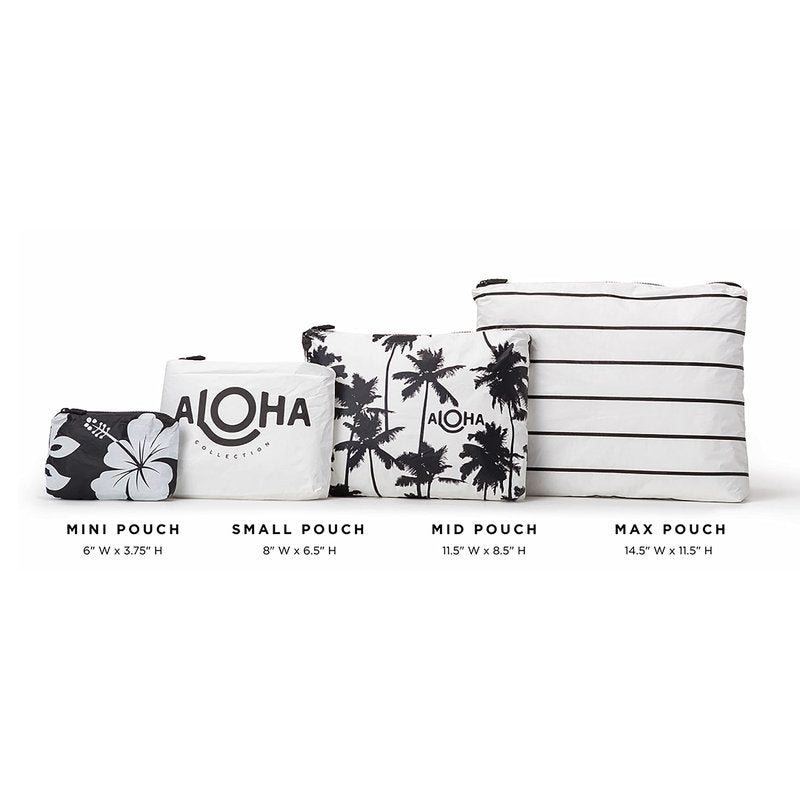 ALOHA Collection Mini Pouch in Pinstripe, Lightweight, Packable & Splash-Proof - Durable, Washable & Reusable Makeup Pouch for Cosmetics. Keeps Essentials Organized. Easy to Clean. (6W x 3.75H inch)