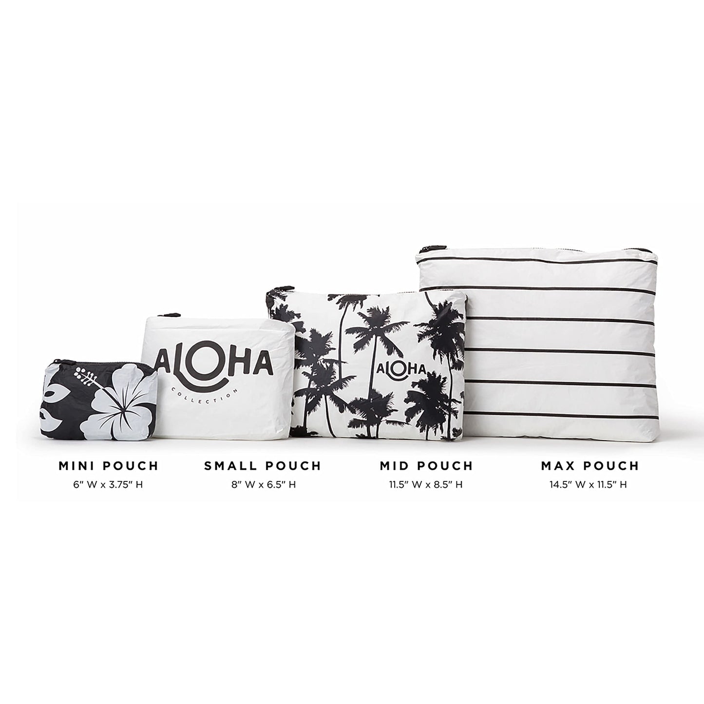 ALOHA Collection Mini Pouch in Pinstripe, Lightweight, Packable & Splash-Proof - Durable, Washable & Reusable Makeup Pouch for Cosmetics. Keeps Essentials Organized. Easy to Clean. (6W x 3.75H inch)