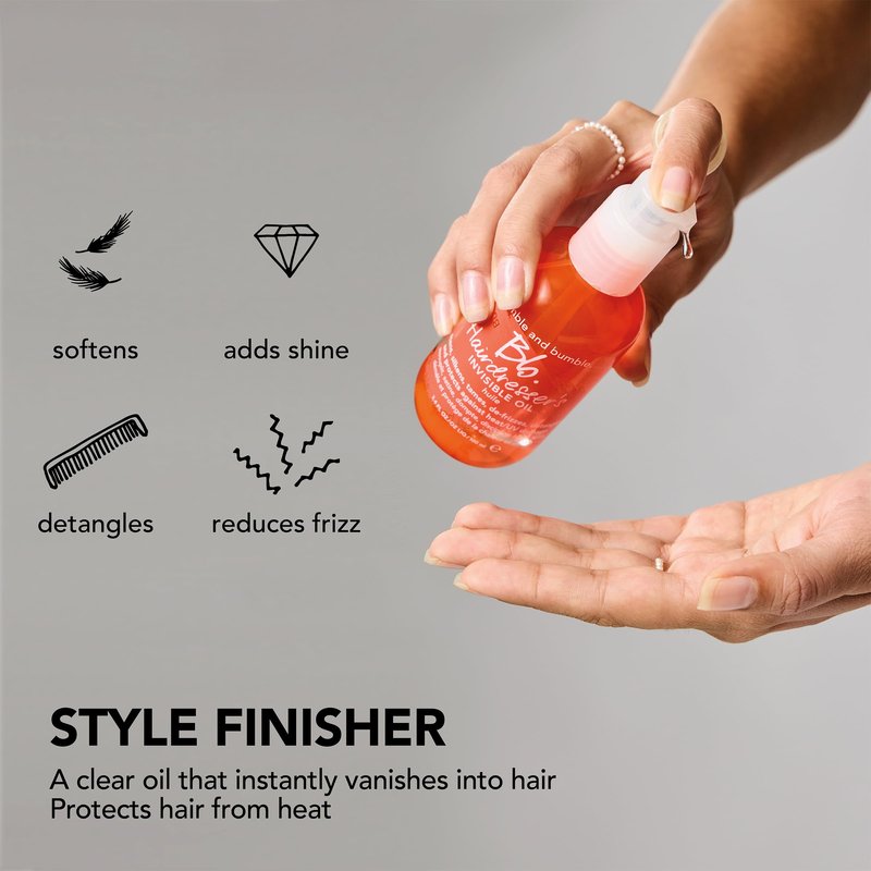 Bumble and bumble. Hairdresser's Invisible Oil Frizz-Reducing Hair Oil | Heat Protection, Frizz Control + Shine | Curly, Wavy, Straight | With Grapeseed, Coconut + Argan Oils, 3.4 Fl Oz